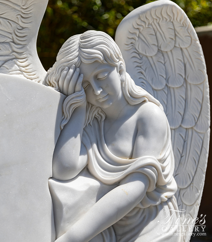 Marble Memorials  - Weeping Angel Headstone - MEM-486